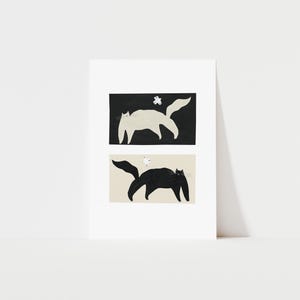 Negative / Positive Cats Art Print | Monochrome Wall Art | Black and White | Cat Lover Gift | Animal Wall Decor | Black Cat | White Cat