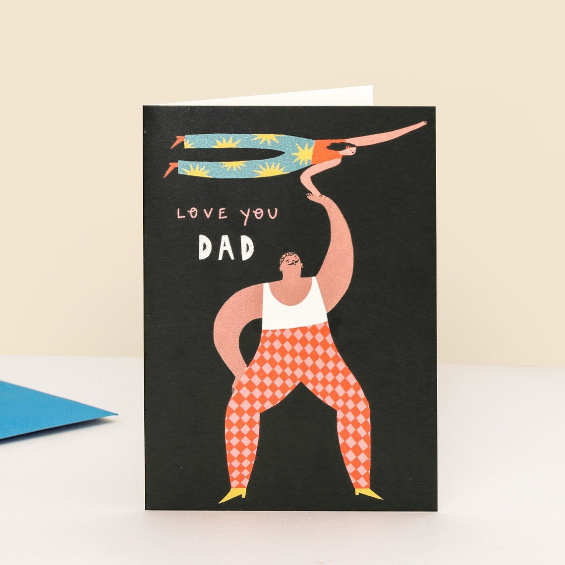 Love You Dad Card Father's Day Dad Birthday Circus Dad Strong Man Card ...