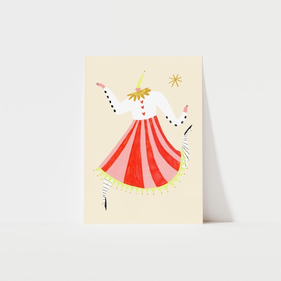 Circus Lady Art Print, Circus Nursery Wall Art, Colourful Giclée Print