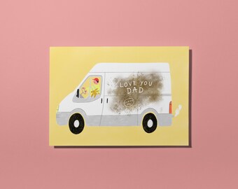 Van Dad Card, Funny Fathers Day Card, Tradesman Builder Dad, Funny Card for Dad from Daughter Son