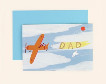 papa d'avion vintage | Fête des pères | Anniversaire papa | vintage d'avion | Carte d'anniversaire de papa avec avion | Carte avion pour la fête des pères