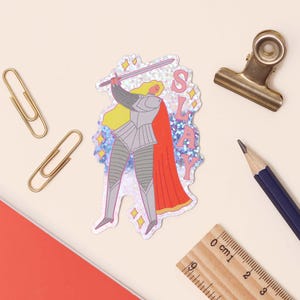 Slay Lady Knight Glitter Sticker, Fantasy Romantik Romantik, BookTok Reader Vibes, Knightcore Sword Girl, Kindle Sticker Bild 1