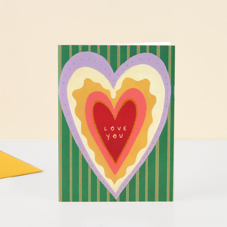 Giant Heart Love Anniversary Valentine's Day Love Heart Card I Love You Retro Love Card Romantic Simple Love Card image 3