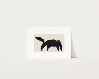Minimalist Black Cat Print | Modern Black & White Cat Illustration | Scandi Home Decor | Cat Lover Wall Art | UK Giclée