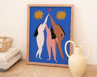 Three Graces Art Print | Feminist Wall Art | Greek Mythology Art | Goddess Art | Art For Women | Mythological Figures | Mythology Decor