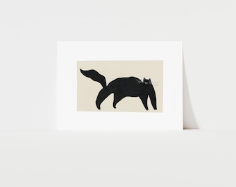Black Cat Art Print | Cat Lover Wall Decor | Black and White | Minimalist Cat Art | Cat Illustration | Cat Lover Gift Ideas |