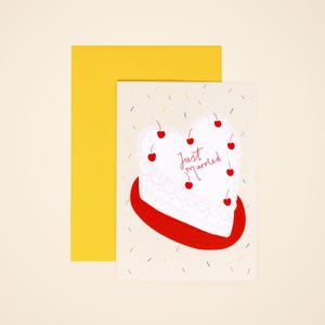 carte de mariage gâteau coeur | Félicitations | Couple | Confettis | de célébration | Coeur d'amour | Je viens de me marier | Carte de gâteau de mariage