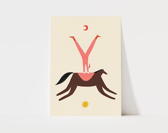 Stampa artistica di cowboy che saltano gli ostacoli / Arte murale western / Asilo nido / Arte murale rodeo / Stampa country western / Cavaliere a cavallo / Cavallo / Equestre