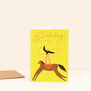 Cartão de aniversário de cowboy Yee-Haw | Cowgirl | Feliz aniversário | Cartão de aniversário do Velho Oeste | Cavaleiro | Cartão estilo faroeste | Temático de cowboy