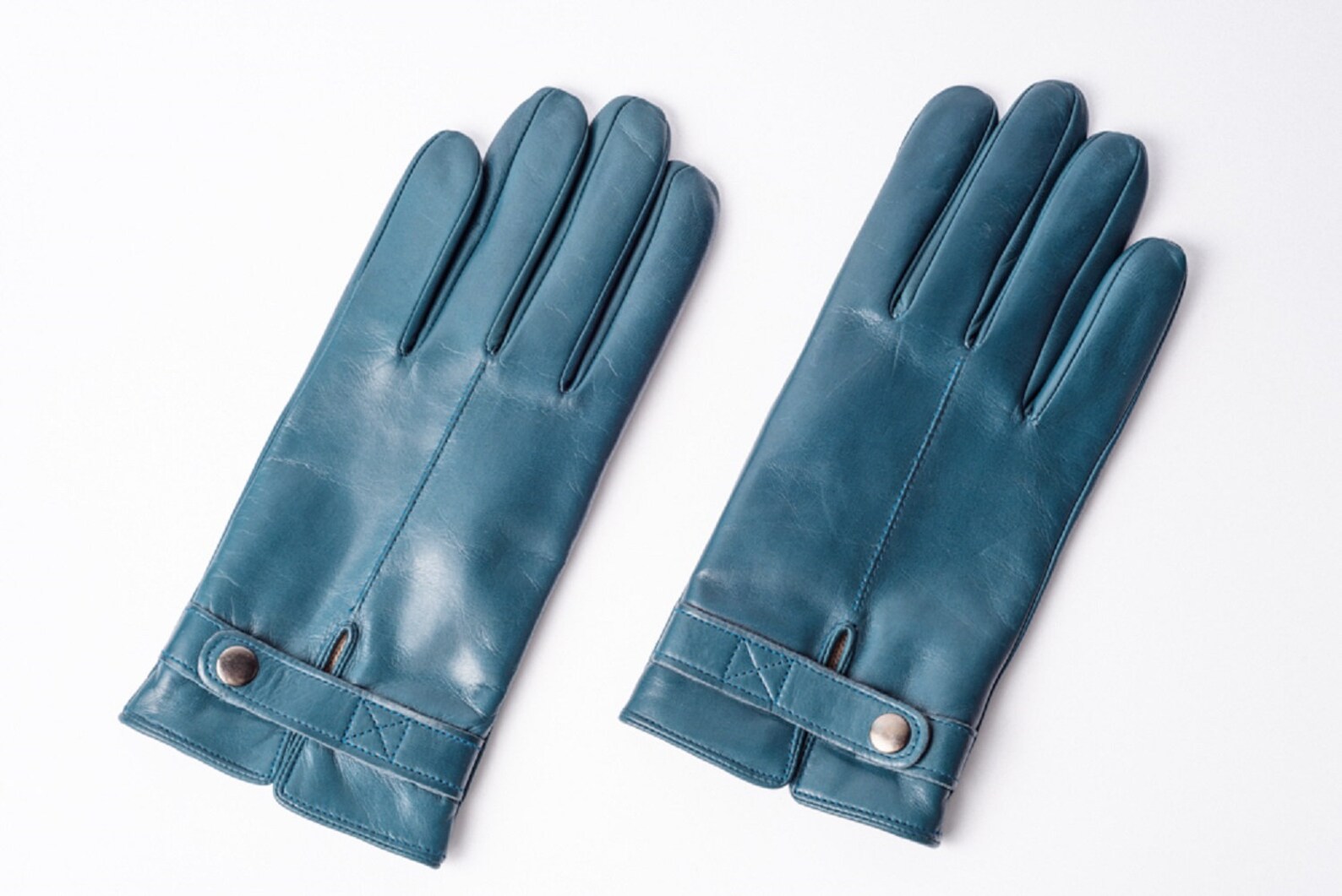 Mens leather gloves winter lined blue Warm gloves for men Etsy
