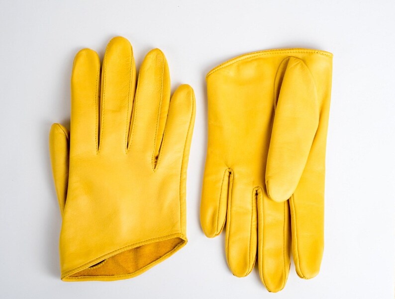 Yellow gloves Womens leather driving gloves Ladies gloves Etsy