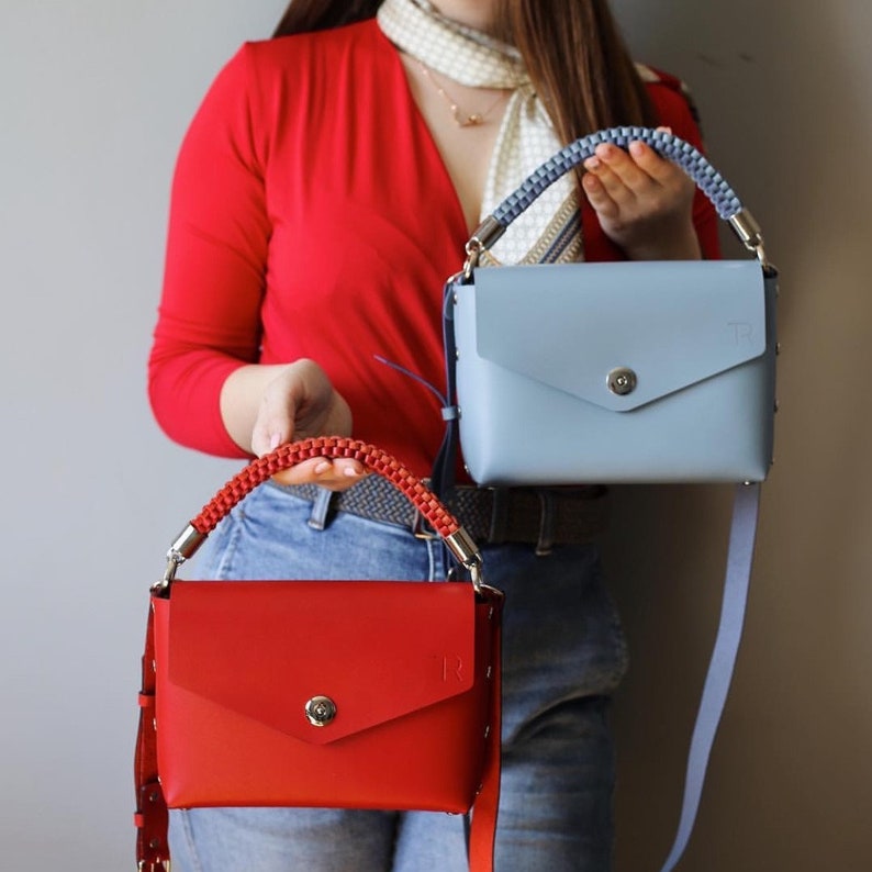 Red Leather Handbag Handmade Leather Purse Small Leather Etsy