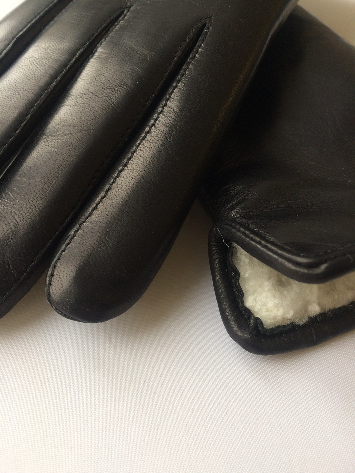 Womens Gray Leather Gloves Winter Leather Gloves Women Long Etsy