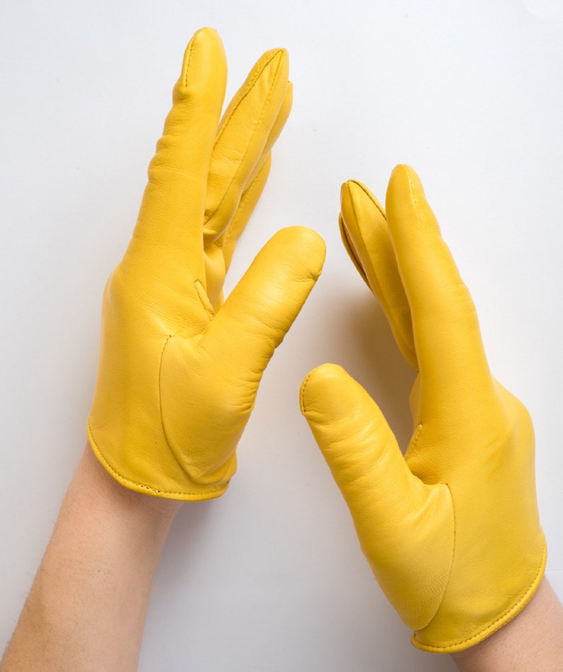 Yellow gloves Womens leather driving gloves Ladies gloves Etsy
