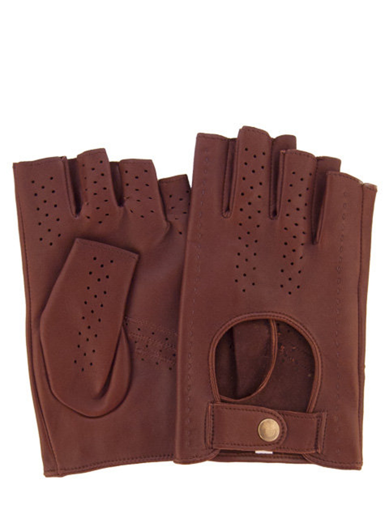 Womens Fingerless Leather Gloves Brown Driving Gloves Ladies Etsy