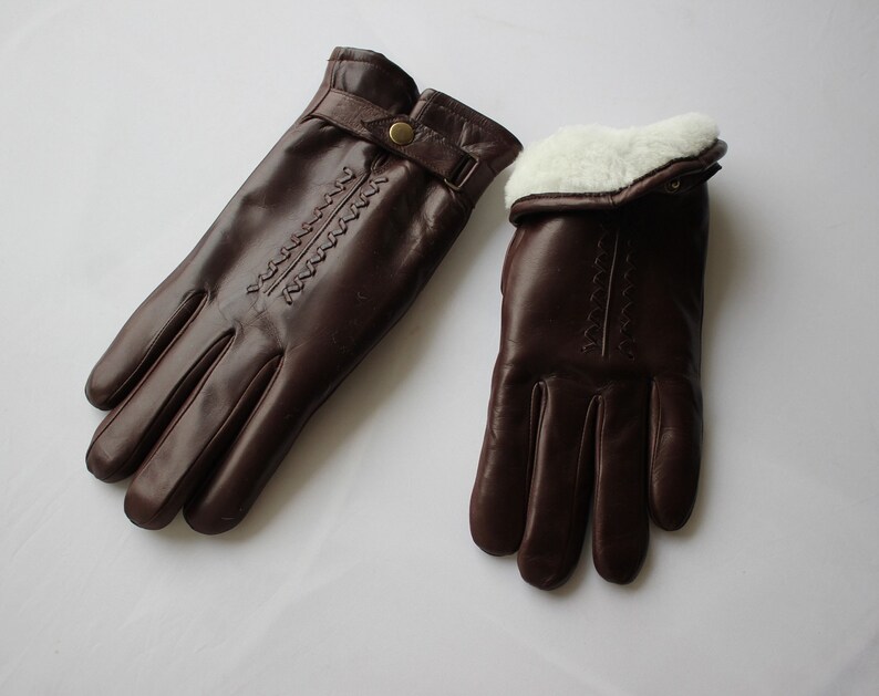 Men's Fur Lined Leather Gloves Winter Driving Gloves Etsy