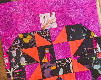 Wzór na blok kołdry Scrappy Pumpkin