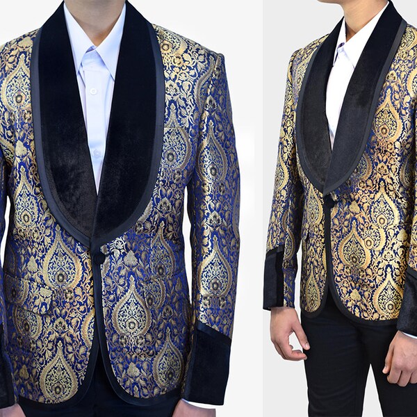 Mens Black and Gold Blazer Etsy