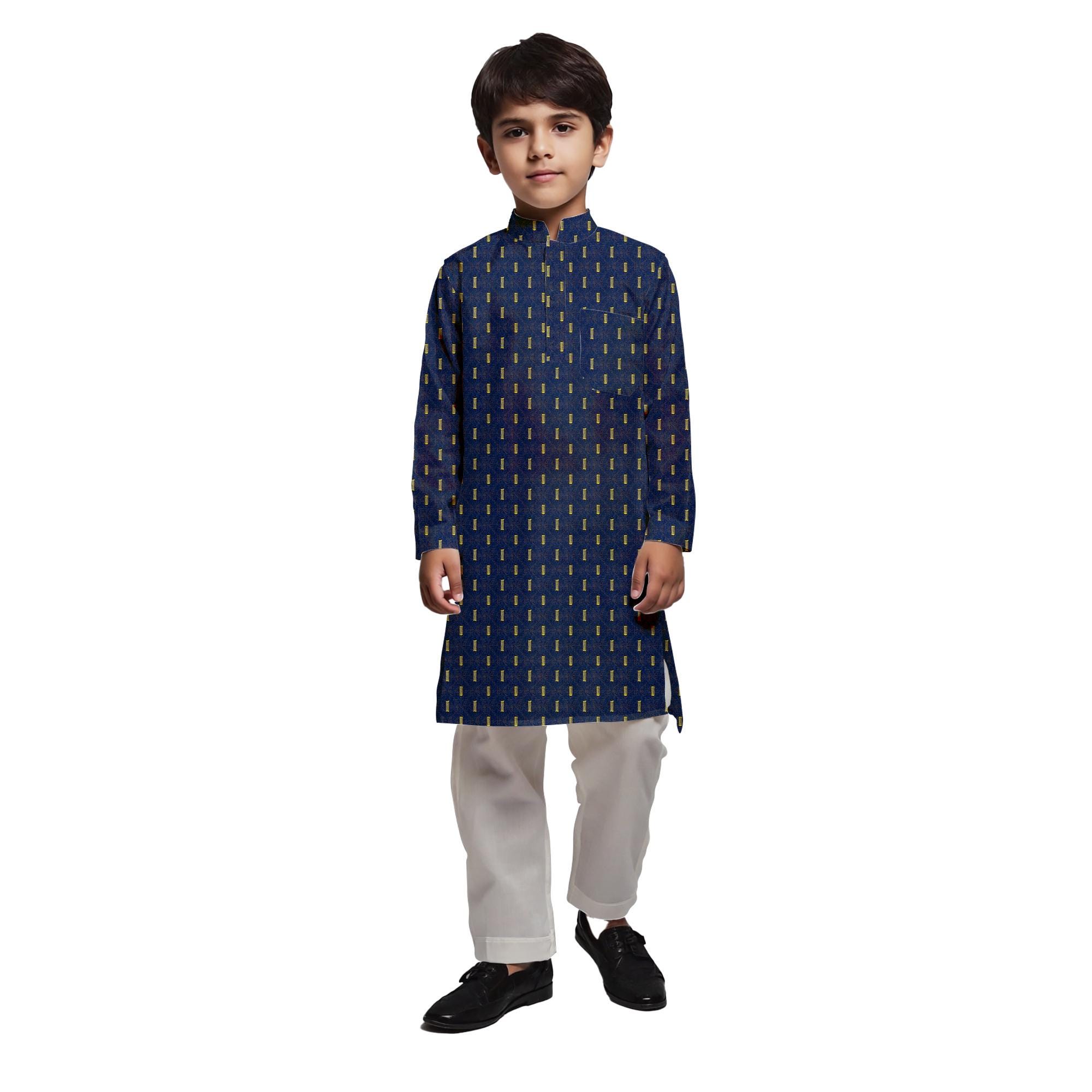 Boys Kids Indian Blue Ethenic cotton Kurta Pajama BK241
