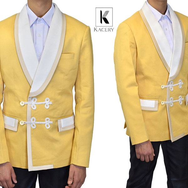 Custom made Men's Cotton Yellow Tuxedo Smoking Jacket  Blazer  MT08