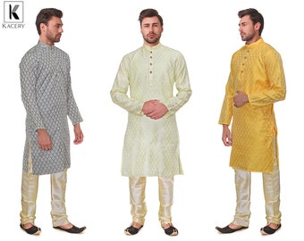 Kacery Men's Indian Designer Kurta Pajama Ethenic Outfit FM-850