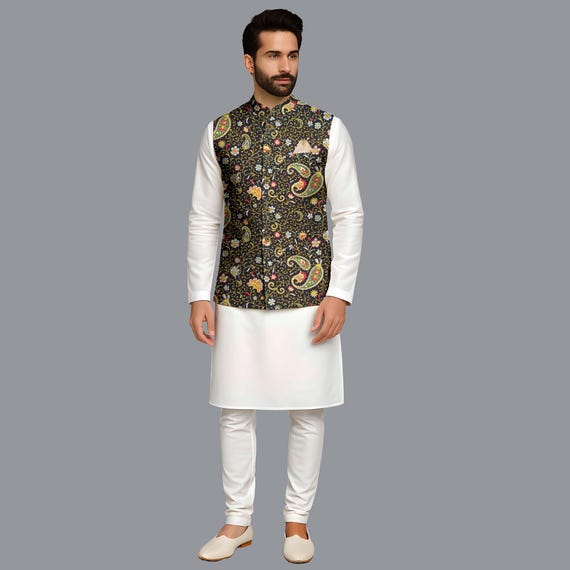 Men's Indian waistcoat modi jacket nehru style fancy koti ethnic outfit MJ820