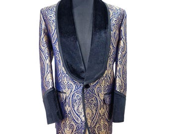 Smoking da sposo blu da uomo, giacca da sera elegante -TX205