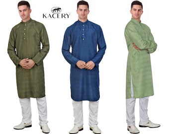 Kacery Men's Indian Designer Kurta Pajama Ethenic Outfit  AN890