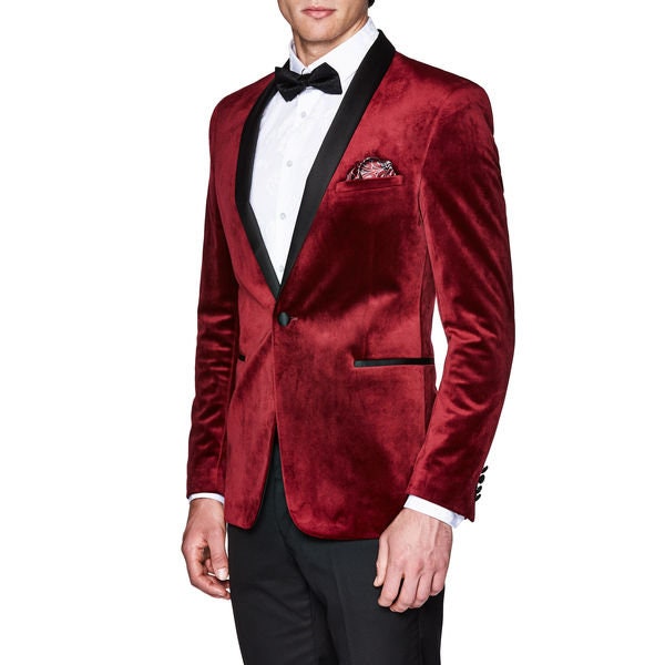 Made to Order Mens Red Blazer Slim Fit Velvet Formal Smart | Etsy