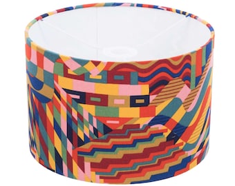 BAUHAUS PINK GEOMETRIC Lampshade Handmade in uk Pink Lampshade Vintage Lampshade Retro Lampshade Pattern Table Lampshades Bauhaus Drum