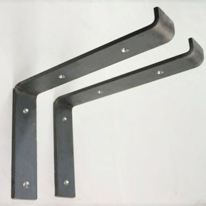2 x Metal Shelf BRACKETS UK Made Raw Steel Brackets Metal Brackets Industrial Brackets Rustic Shelf Bracket Metal Brackets Bookshelf Lip Down