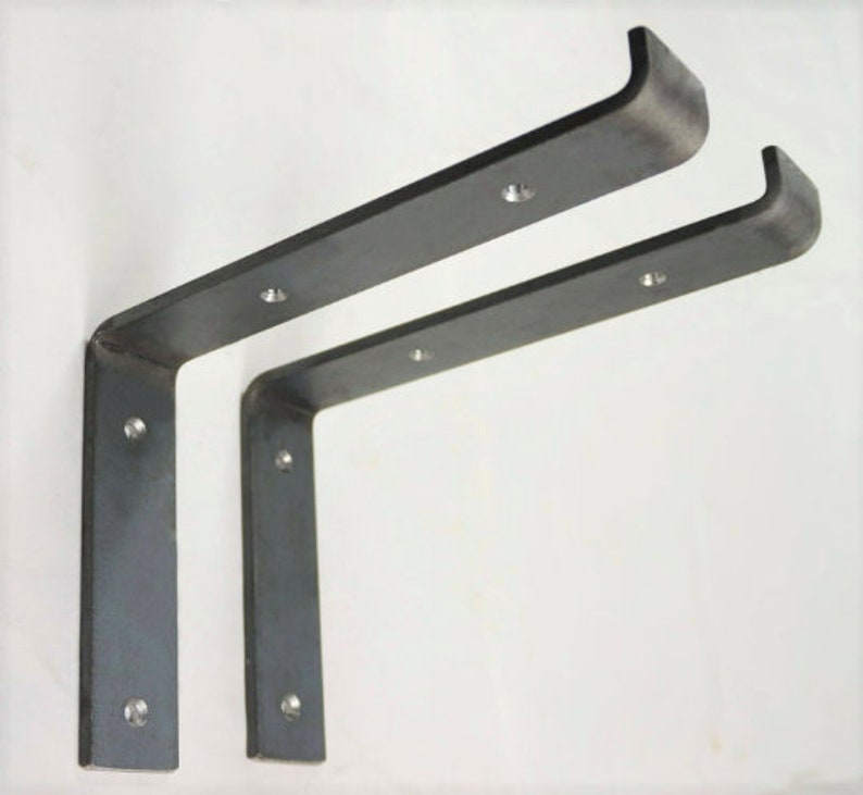 2 x Metal Shelf BRACKETS UK Made Raw Steel Brackets Metal Brackets Industrial Brackets Rustic Shelf Bracket Metal Brackets Bookshelf Lip Down