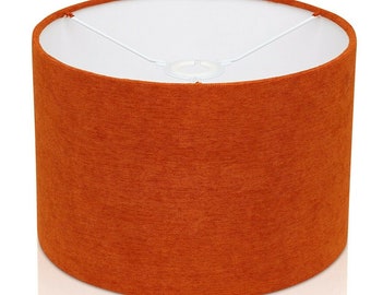 FINE CHENILLE Orange Lampshade Fabric Art Deco Lamp Shade Retro Lamp Shade Drum Vintage Retro Lampshade Fabric