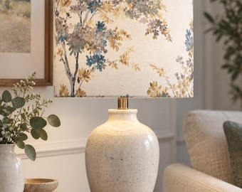 FIBRE NATURELLE Giverny Camille Pervenche Flower Lampshade uk Made Tree Leaves floor ceiling table lamp shade Vintage Garden bedroom retro