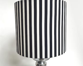 BLACK and WHITE DRUM Lampshade Uk Made Contemporary Retro Lamp shade Textured Black and White Drum Lampshade Black & White Striped Lampshade