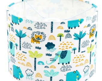 ANIMAL DRUM LAMPSHADE Uk Made Kids Lampshade Hippo Elephant Lion Lamp shade Children's Lamp shade Jungle Lampshade Lampshade Zoo shade Palm