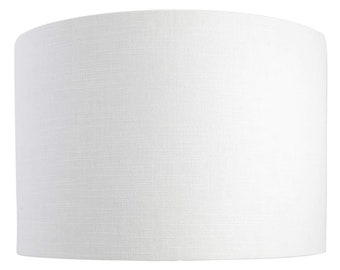 GLACIER WHITE Lampshade UK Made Contemporary Retro Lamp shade Textured Linen White Drum Lampshade White Lampshade White Drum Lampshade