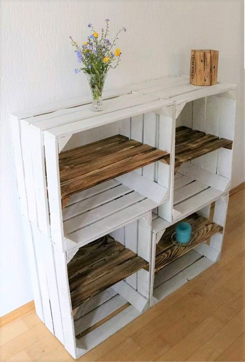 WOODEN SHOE RACK White Crate Shoe Storage Brown Shoe Rack Etsy