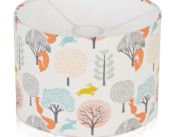 FOREST HARES LAMPSHADE Uk Made Kids Lampshade Animal Lampshade shade Children's Lamp shade Baby Bedroom Lampshade Zoo Bunny shade Squirrel