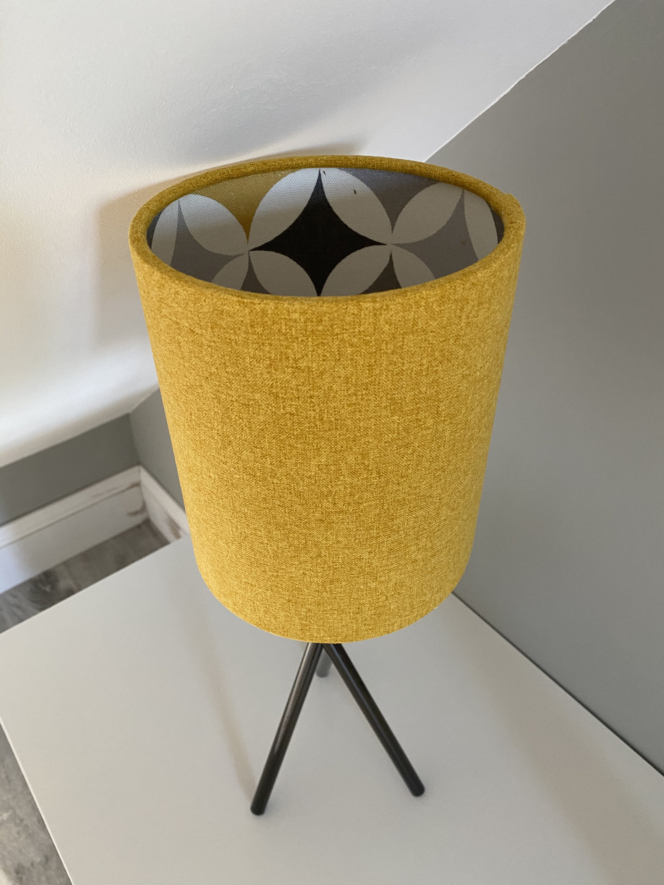 MUSTARD YELLOW LAMPSHADE Uk Made Retro Lampshade Geometric Etsy