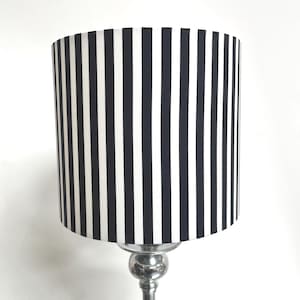 BLACK and WHITE DRUM Lampshade Uk Made Contemporary Retro Lamp shade Textured Black and White Drum Lampshade Black & White Striped Lampshade