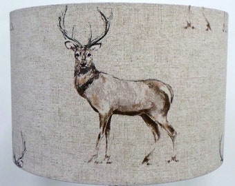 DEER LAMPSHADE UK Made Contemporary Retro Lamp shade Textured Linen Deer Drum Lamp shade Deer Lampshade Animal Lampshade Animal Lampshade