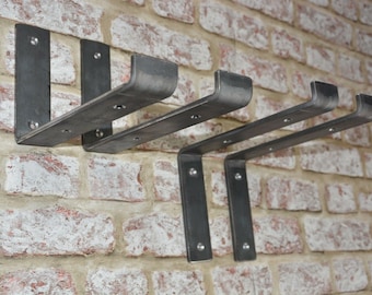 2 x Metal Shelf BRACKETS UK Made Raw Steel Brackets Metal Brackets Industrial Brackets Rustic Shelf Bracket Metal Brackets Bookshelf