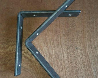 2 x STEEL BRACKETS UK Made Floating Brackets Flat Brackets Shelf Brackets Metal Brackets Industrial Brackets Rustic Shelf Brackets Bookshelf