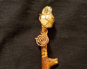 Blackthorn and Quartz Wand for Wicca