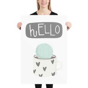 Posterdruck, Poster-Kunst, Kindergarten Poster, Baby-Dusche-Geschenk, Kaktus Hallo, Kaktus-Illustration, Muttertagsgeschenk, Kinderzimmer Dekor, Poster-Geschenk