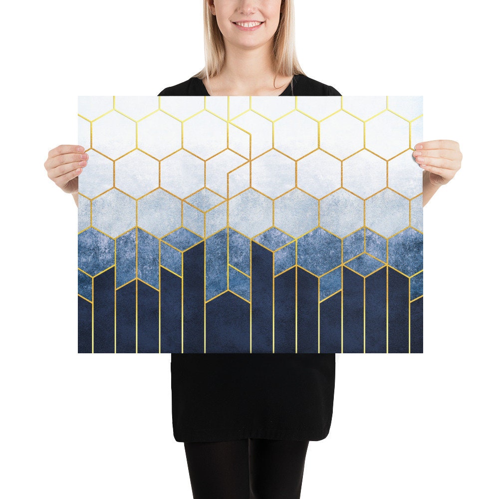Hexagons Poster, Hexagons Art, Blue and Gold, Luxury Decor, Geometric  Abstraction, Hexagons, Blue Poster, Gold Poster, Poster Print, Poster - Etsy