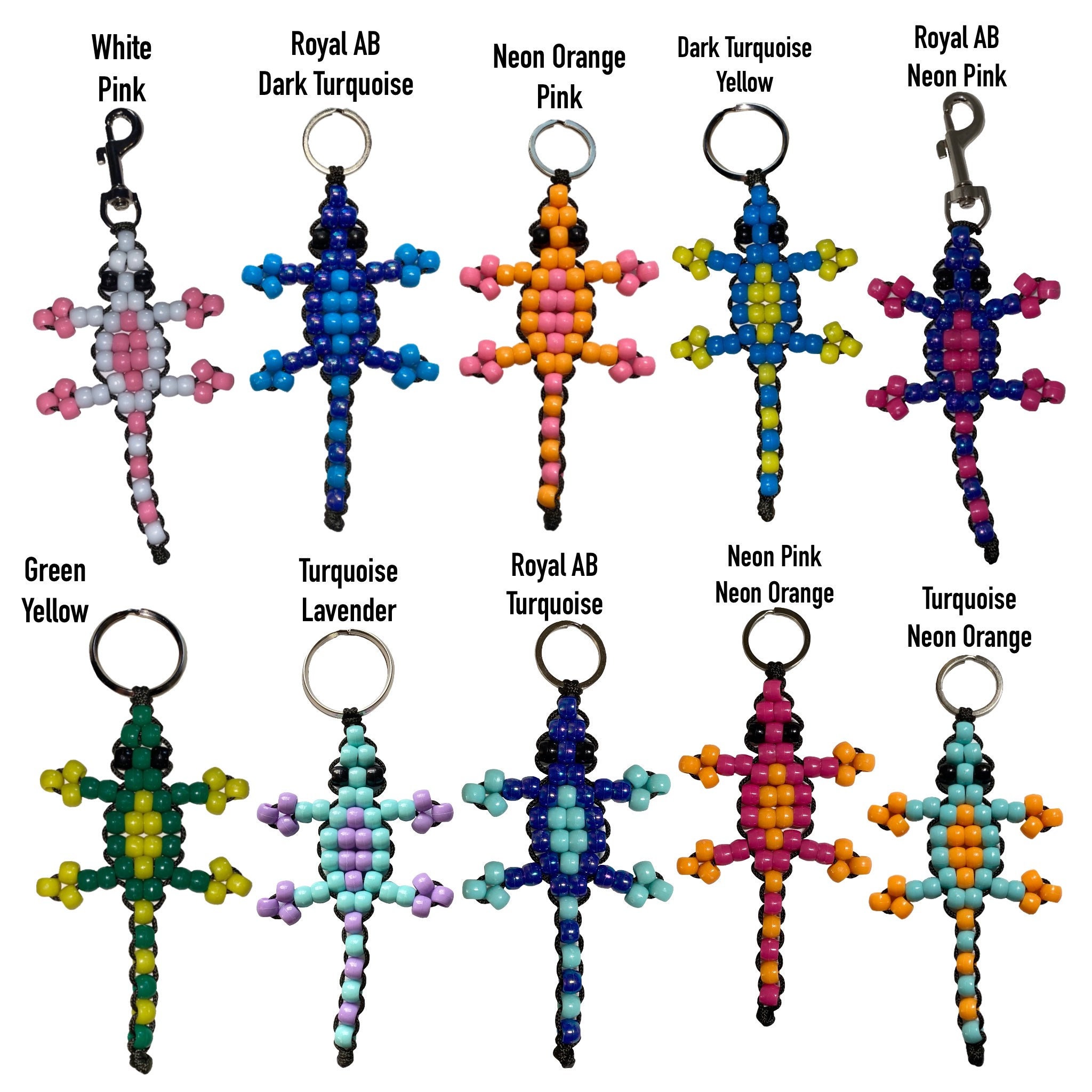 Pony Bead Gecko Lizard Keychain Keyrings Pony and Kandi Etsy