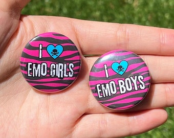 I Love Emo Girls Boys 1.25" Pinback Button