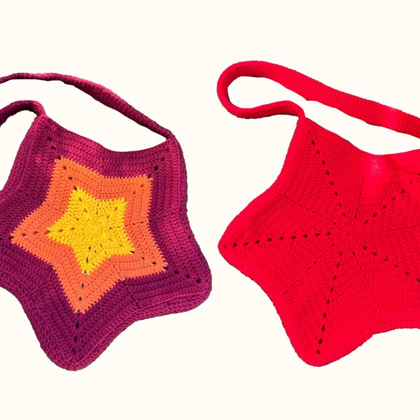 Star Crochet Bag Crossbody Handmade Red